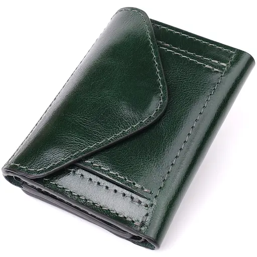 Отличный кошелек в три сложения из натуральной гладкой кожи Grande Pelle 7.5х10х2 см acs0029666 - фото 2