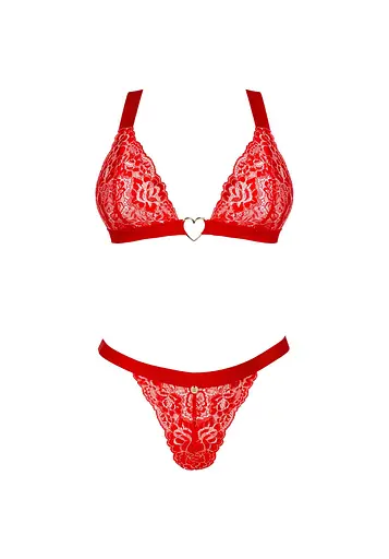 Комплект білизни Obsessive Elianes XL/2XL червоний - фото 5