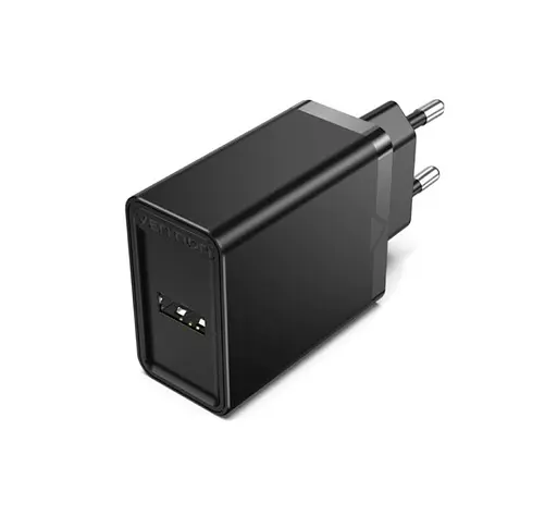 Мережевий зарядний пристрій Vention 1-port USB Wall Charger(12W) EU-Plug чорний (FAAB0-EU) - фото 1