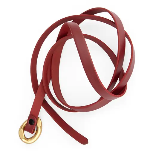 Ремень кожаный женский узкий красный HC-1001 (115 см) под платье - фото 4