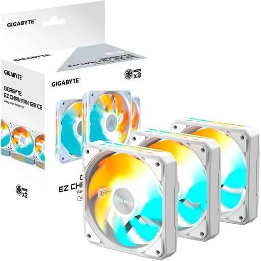 Вентилятор Gigabyte EZ CHAIN 120мм FAN 120 3-Pack White (GP-GBT EZFAN1203 ICE) - фото 6
