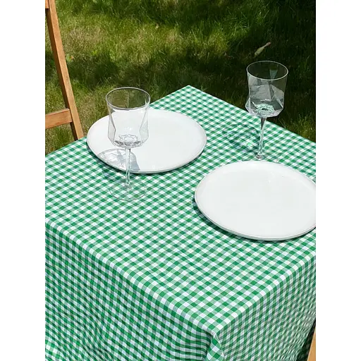Скатертина в клітинку для столу Зефір 160х120 см Зелена - фото 2