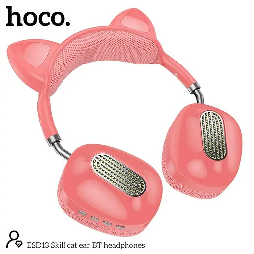 Навушники Hoco Skill cat ear BT headphones ESD13 з вушками рожеві - фото 4