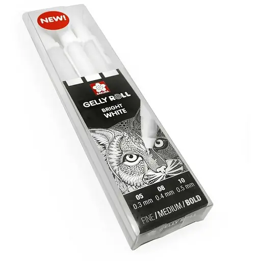 Набор гелевых ручек Sakura Basic White 3 размера (05-08-10) Белые - фото 5