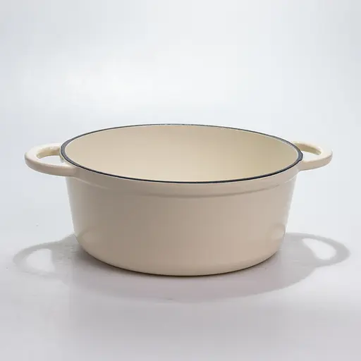 Кастрюля чугунная 2.5 л эмалированная с крышкой посуда для тушения запекания кухонная томония Белый Premium Cookware HP-1-14-WHITE - фото 3