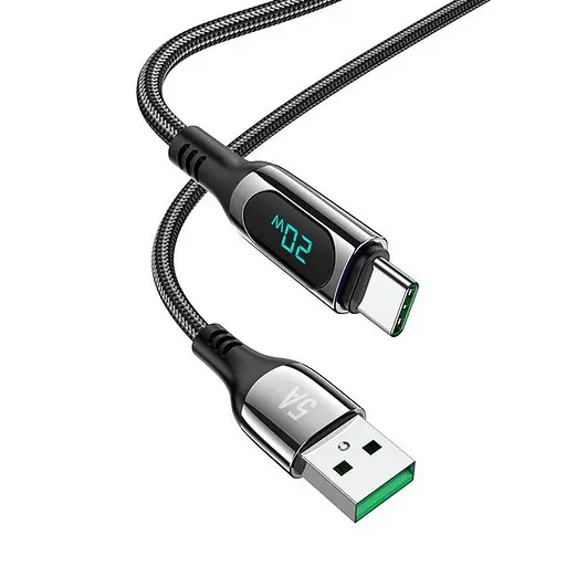Кабель с дисплеем Hoco S51 USB - Type-C 1.2 м черный 6931474749239 - фото 1