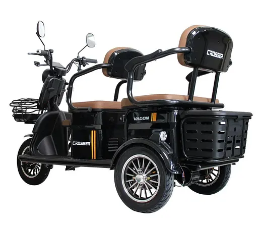 Електроскутер Триколісний 4-місний Crosser TR-4 VAGON (800W, 72V,20Ah) Чорний - фото 4