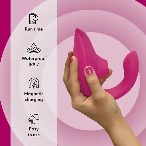 Вібратор-кролик із вакуумом Womanizer Blend (Vibrant Pink) - фото 2