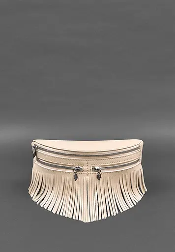 Шкіряна жіноча сумка на пояс Spirit світло-бежева краст - фото 4