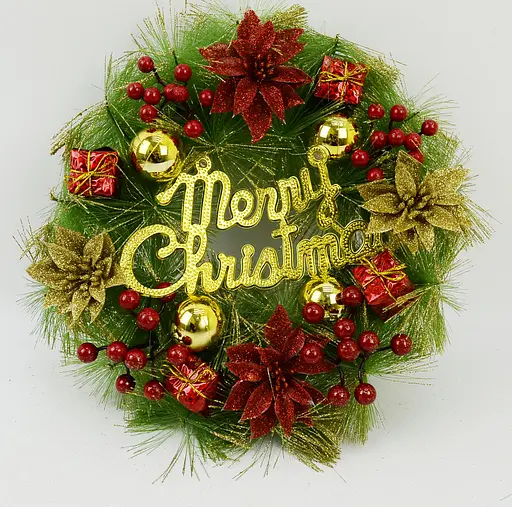Вінок новорічний "Merry Christmas" D35см 6527-P1127