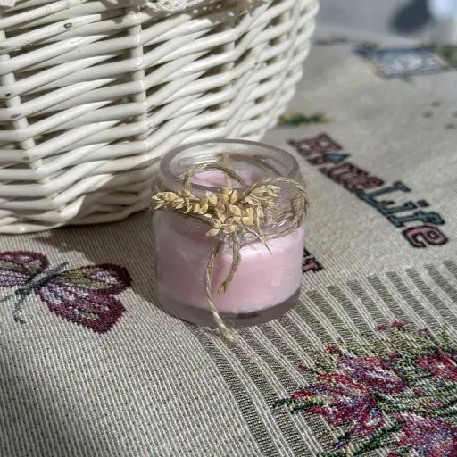 Пасхальная свеча розовая в баночке маленькая MIS LT - фото 2