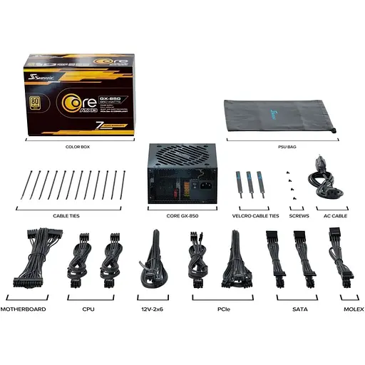 Блок питания Seasonic Core GX 850W (SRP-CGX851-A5A32SF) [126776] - фото 8