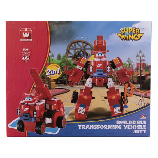 Конструктор-трансформер Super Wings Small Blocks 2-in-1 Buildable Transforming Vehicle Jett, Джетт, 293 детали (EU385005) - фото 7