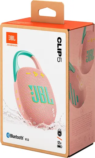 Портативная колонка JBL Clip 5 (JBLCLIP5PINK) беспроводная с карабином розовая - фото 5