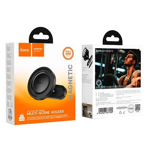 Автодержатель Hoco H58 Show ring magnetic car holdermulti-scene Черный - фото 5