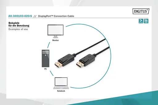 Кабель DisplayPort Digitus 2m black - фото 3