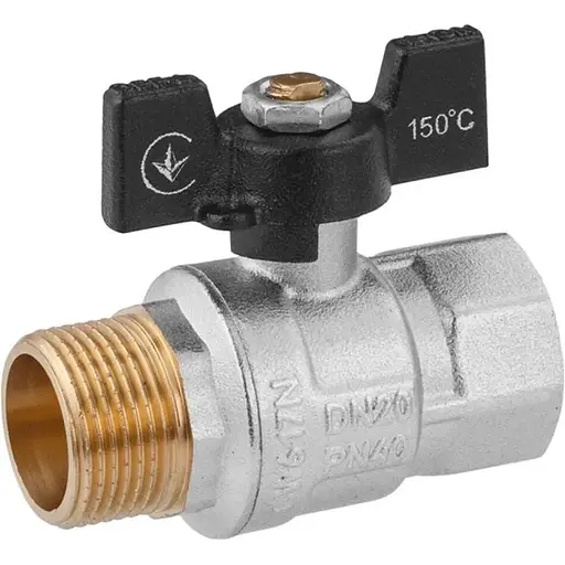 Кран кульовий Kroner 3/4" ВЗ PN40 метелик, нікельований (CV033210) - фото 1