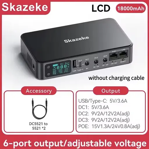 Skazeke D2P — Мини ИБП (UPS) 18000mAh (5-24V) для роутеров, камер, модемов и другого оборудования. - фото 2