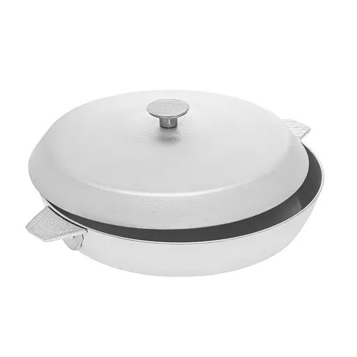 Жаровня сковорода алюмінієва з кришкою та литими ручками Ø 29.4 см для смаження, тушкування та запікання Сріблястий 87870 - фото 7