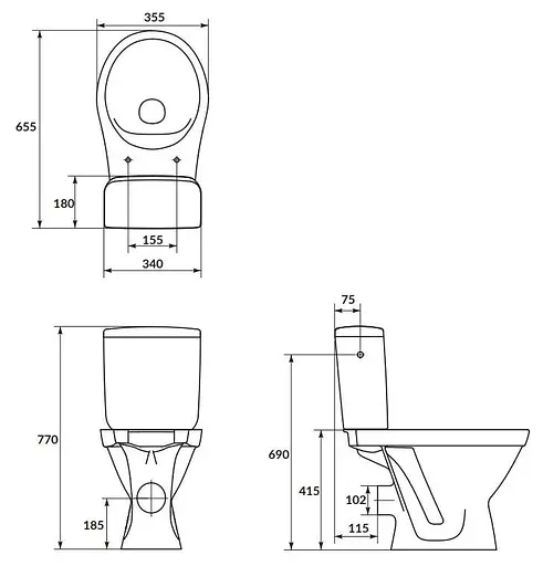 Унітаз-компакт Cersanit Cersania II 699 SimpleOn 010 3/6 л з дюропластовим сидінням Slim SoftClose+QuickRelease 30412 - фото 4