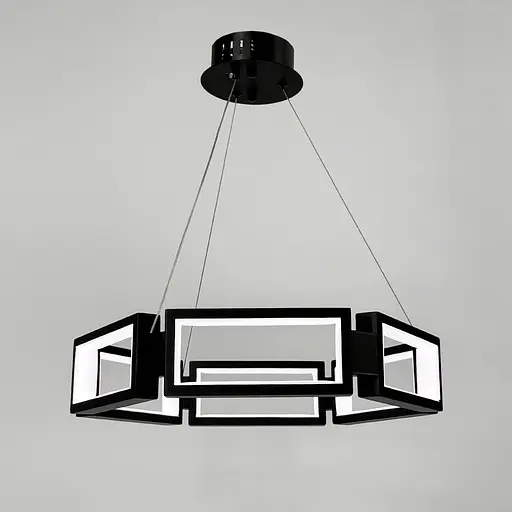 Люстра із підвісним чорним кільцем з прямокутників Ø 45 см | Арт. MJ 235-500 | Line F - фото 1