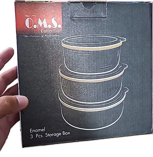 Набор эмалированных контейнеров O.M.S. Collection 10200 для еды 3 предмета Кремовый (Турция) - фото 6