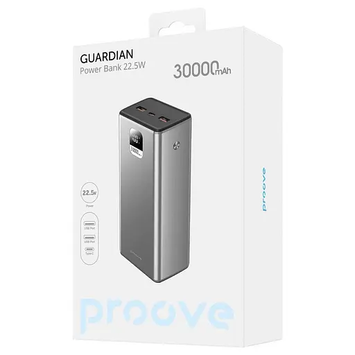 Павербанк Proove Guardian Gray 30 000 mAh / 22.5 Вт (PBG322210004) - фото 2