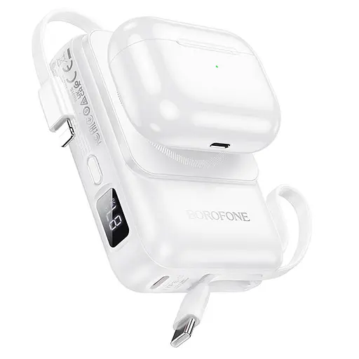 Портативний ЗП Power Bank BOROFONE BJ59 Refined 22.5W+PD20W з БЗП 10000 mAh White - фото 2