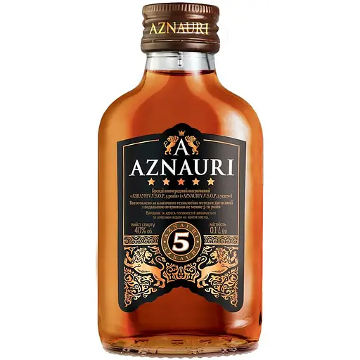 Бренді України Aznauri 5 зірок, 40%, 0,1 л - фото 1