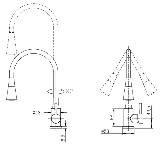 Змішувач для кухні Lidz Aria 015F31 з гнучким виливом LDARI015F31WNK36981 - фото 4