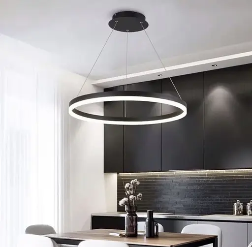 Современная LED люстра в черном каркасе Ст. M 2702 BK | Line F - фото 1