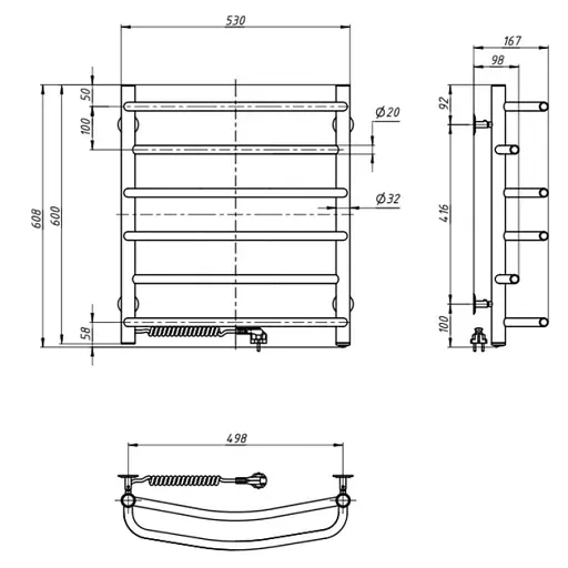 Рушникосушка електрична NAVIN Омега 530х600 лівий - фото 2