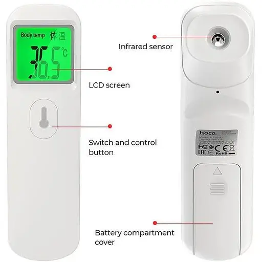 Бесконтактный термометр Hoco FD-01MD инфракрасный - фото 5