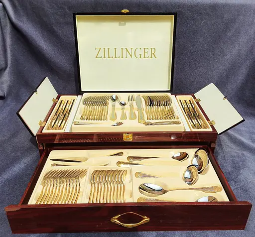 Набор столовых приборов Zillinger ZL-710GS Versace на 12 персон в деревянном кейсе 72 предмета - фото 3