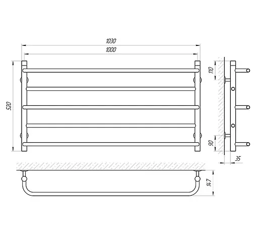 Електрична рушникосушка Laris Практик П5 1000x500 Е 73207204 - фото 4