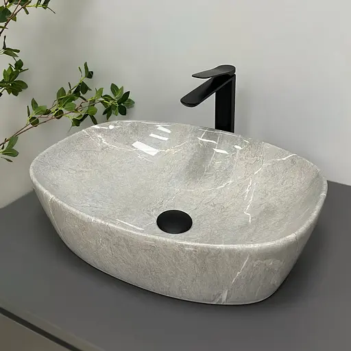 Умивальник VBI Olbia сірий камінь глянцевий накладний VBI-014302, Мармур - фото 4