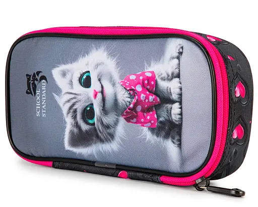 Пенал шкільний для дівчинки з Котиком м'який School Standard (PSS-147) - фото 3