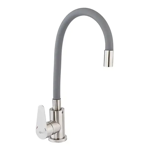 Змішувач для кухні Zerix Fox-011 із сірим гнучким виливом ZX4834 Нержавіюча сталь - фото 1