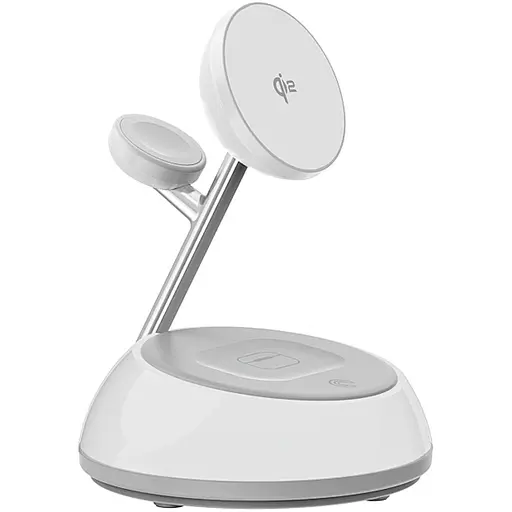 Бездротовий зарядний пристрій Wiwu 3in1 Aurora Qi2 with MagSafe White (Wi-W036) [136236] - фото 4