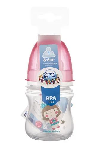 Пляшка з широким отвором антиколікова "Easystart" Кольорові звірята 120 мл Рожева - фото 2