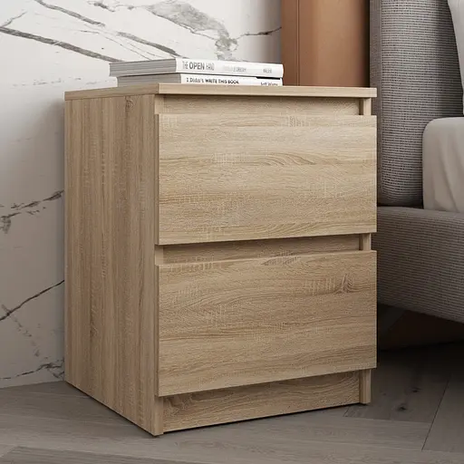 Прикроватная тумба Vays R-5 Дуб Сонома, 2 ящика без ручек, ЛДСП 40×40×53 см - тумба в спальню