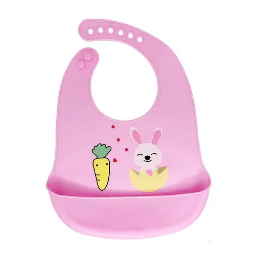 Слинявчик силіконовий "Зайчик" MGZ-0611 (Pink) з кишенею