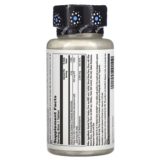 Вітаміни B6, B12 KAL B-6 B-12 Methyl Folate, 60 мікро таблеток для підтримки серцево-судинної системи - фото 2