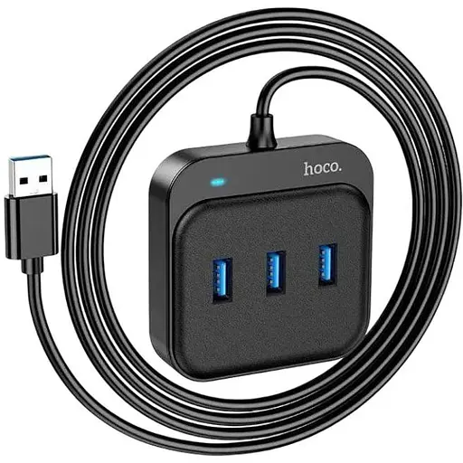Разветвитель адаптер хаб Hoco HB31 Easy 4-in-1 converter (Usb to Usb3.0x4) кабель 120 см - фото 1