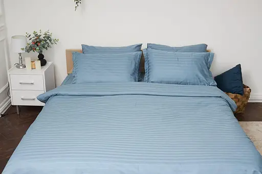 Комплект постельного белья Moon&Star Детский 110x140 см наволочки 2x40x40 см Ultramarine Satin Stripe - фото 2