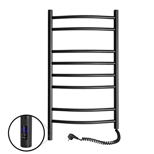 Електрична рушникосушка Navin Камелія 480x800 Sensor права з таймером, чорний муар 12-207033-4880, Чорний матовий, Праве, Електронний - фото 4