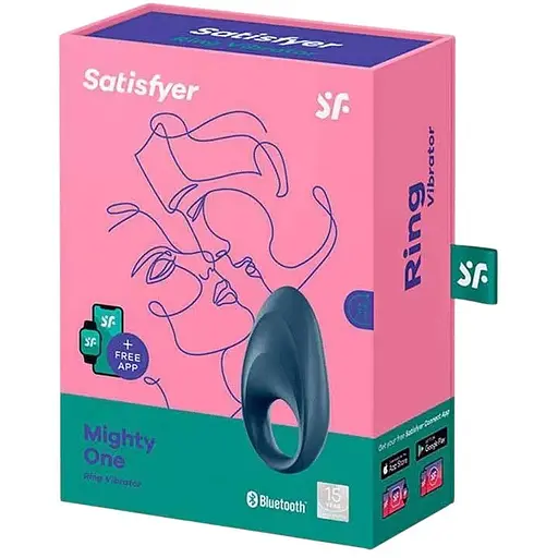 Эрекционное кольцо с вибрацией Satisfyer Mighty One 9 см синий
