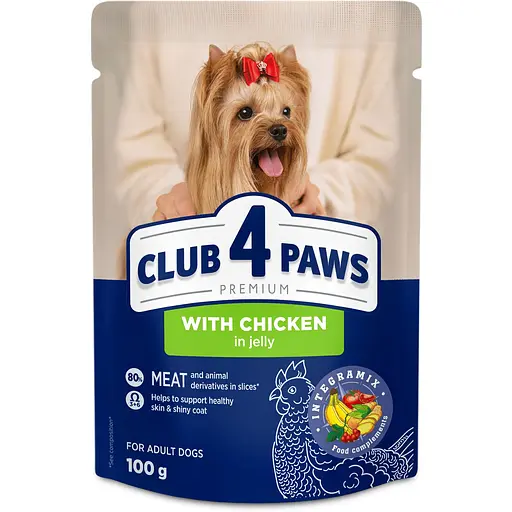 Вологий корм для собак Club 4 Paws з куркою в желе 100 г (B5510111)