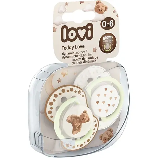 Пустышка силиконовая динамическая LOVI Teddy Love 0-6 месяцев 2 шт. (22/935) - фото 4