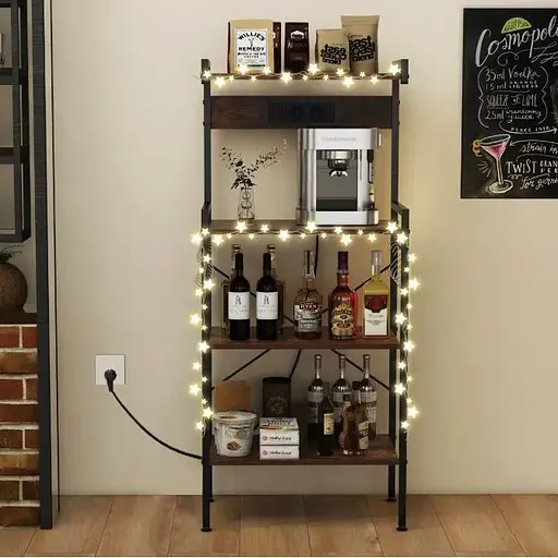 Стеллаж Costway Surette с местом для микроволновки и с двумя розетками в стиле Loft - фото 3